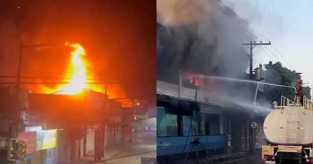 Imagem ilustrativa da notícia VÍDEO: Incêndio atinge farmácia e loja de tecidos em Marabá