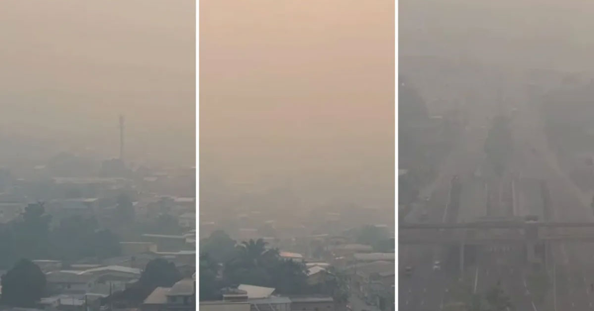 A fumaça é proveniente de incêndios registrados em municípios do interior do Amazonas,