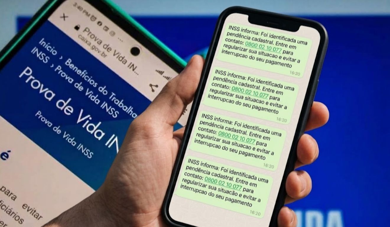 INSS pode mandar mensagem para beneficiários cuja comprovação não tenha sido identificada automaticamente, mas o aviso apenas informa sobre a necessidade e não solicita dados pessoais.