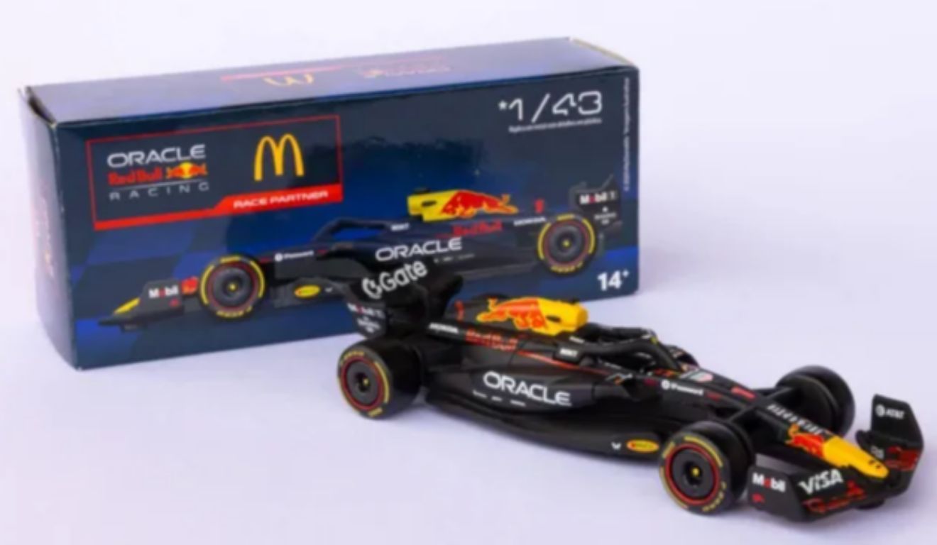 A parceria entre a rede McDonald's e a equipe de F1 Red Bull vai fornecer os modelos miniaturas
