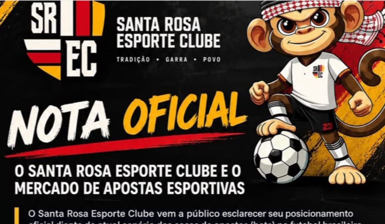 Santa Rosa Esporte Clube afirma que teve nome e escudo utilizados por plataformas de apostas sem autorização ou repasse financeiro.