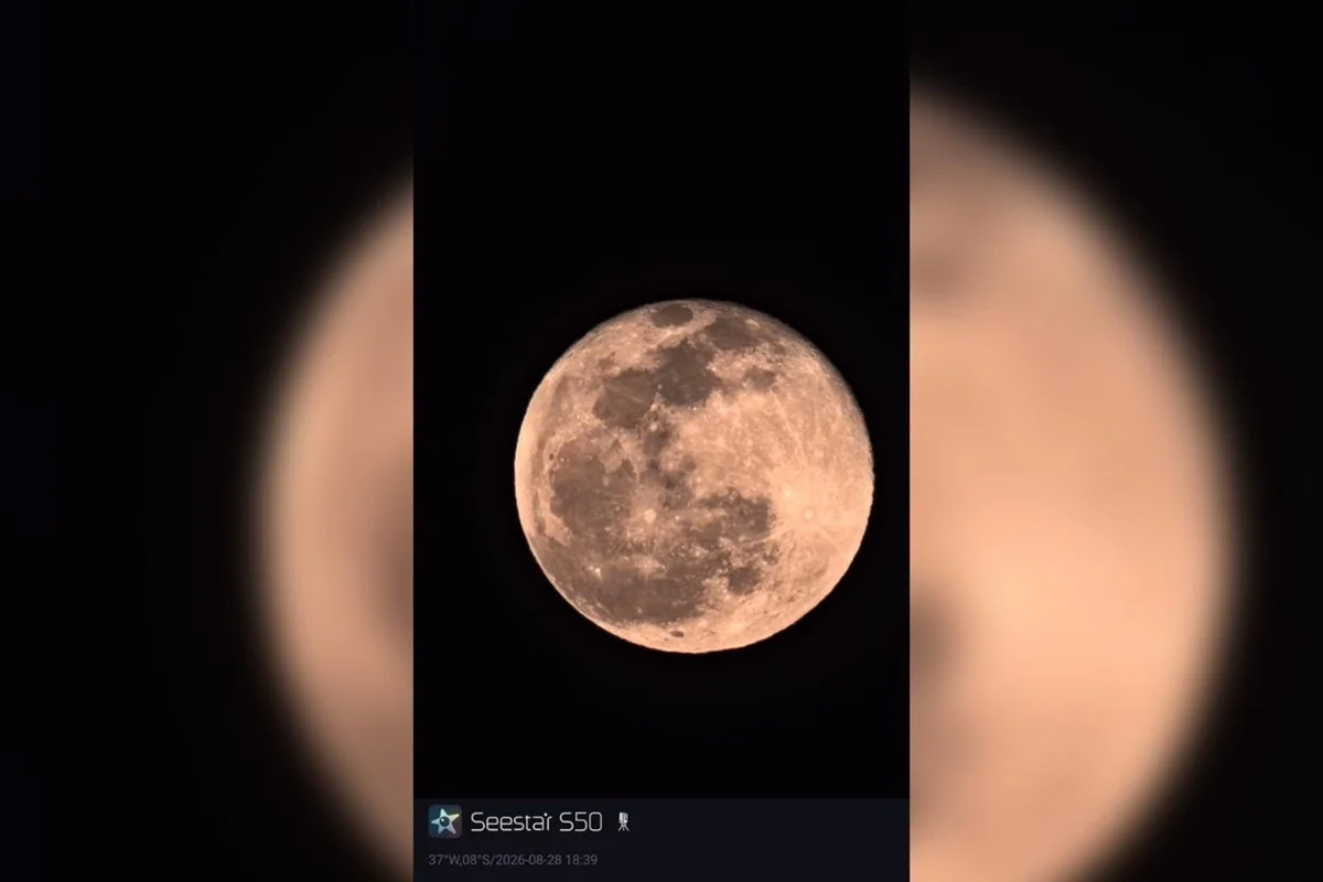 A Lua do Esturjão aparece no céu do Brasil.