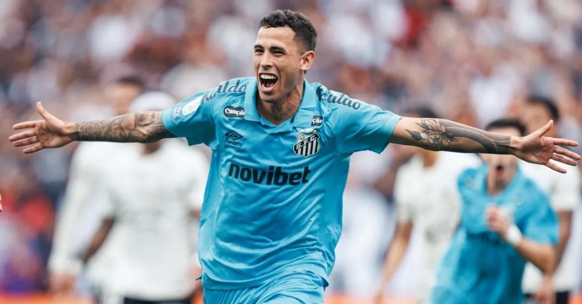 Santos vence o Corinthians por 1 a 0 na Neo Química Arena e respira na luta contra o rebaixamento. Christian Oliva marcou após rebote de cobrança de falta de Neymar.