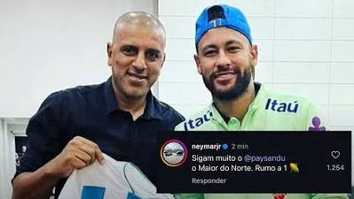 Uma montagem envolvendo o atacante Neymar Jr. viralizou durante a mobilização da torcida bicolor e chamou atenção