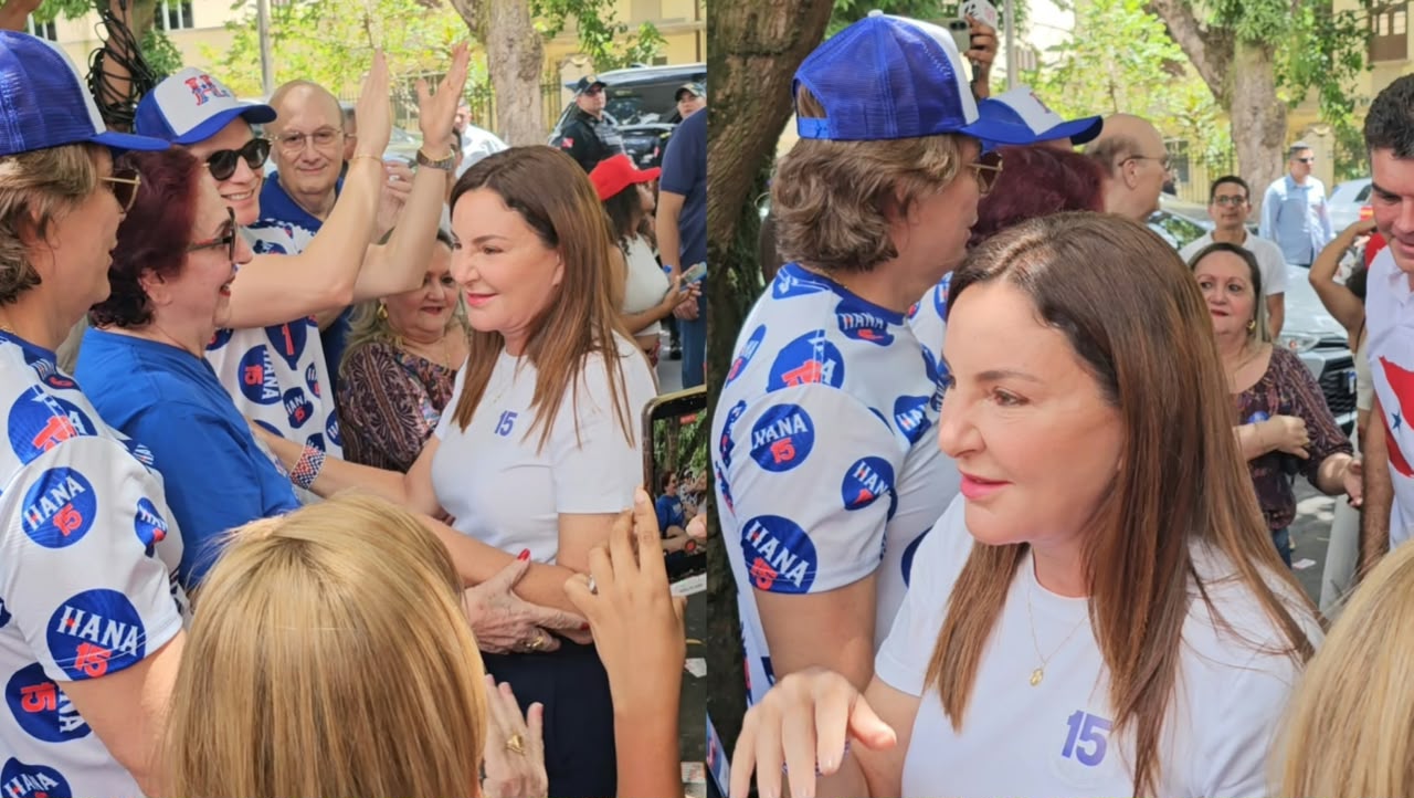 Hana Ghassan vota em Belém, acompanhada do ex-governador Helder Barbalho.