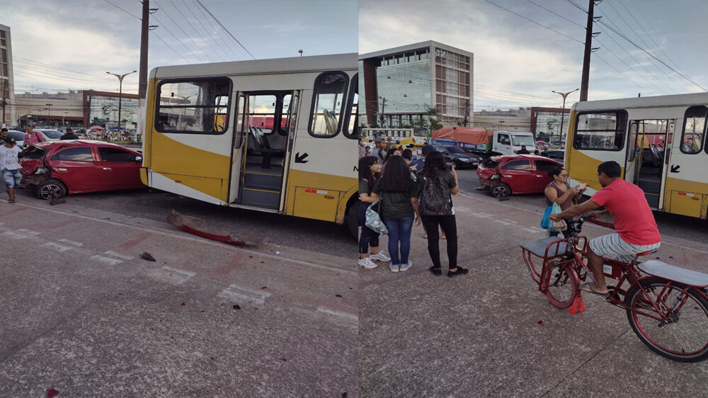 Imagem ilustrativa da notícia: Ônibus sem controle causa acidente na frente de shopping