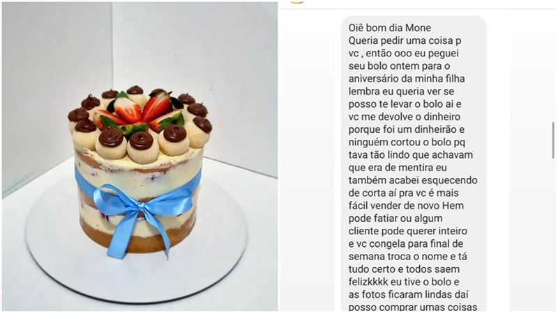 Imagem ilustrativa da notícia: Cliente pede para devolver bolo de aniversário após festa