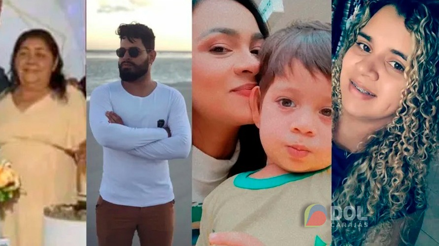 Ana Maria; Lucas; Ana Flávia e o filho Heitor Vinicius e Isabel vítimas fatais do acidente