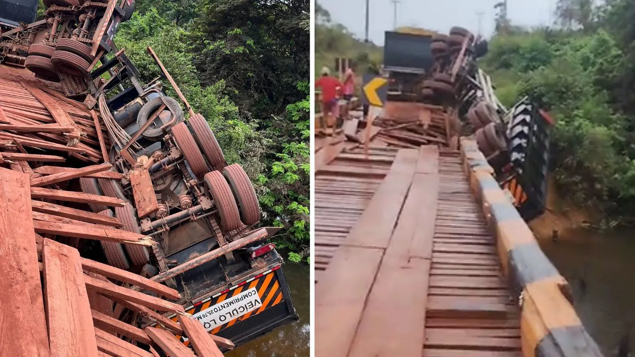 Imagem ilustrativa da notícia: Ponte desaba e caminhão cai no rio em cidade do Pará