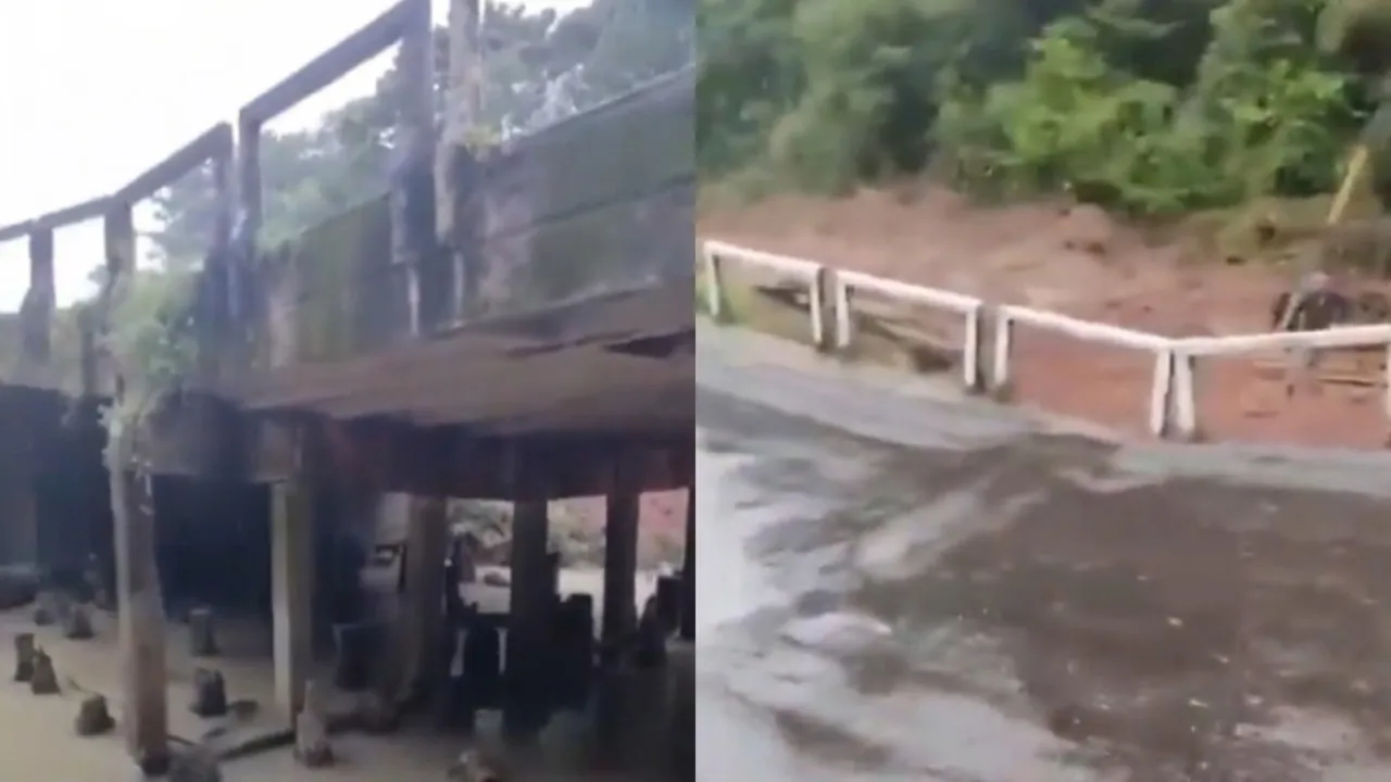 Imagem ilustrativa da notícia: Vídeo: ponte cede na PA-140 e interdita rodovia em Bujaru