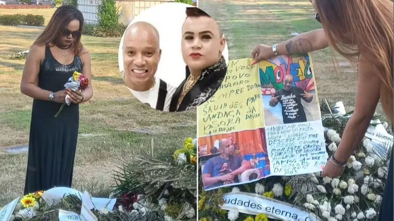 Imagem ilustrativa da notícia: Ex-affair de Anderson Leonardo visita túmulo do cantor no RJ
