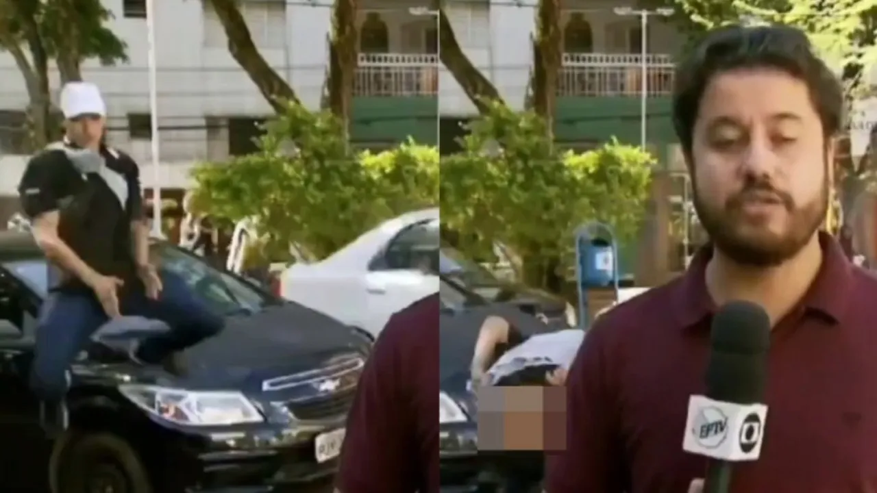 Imagem ilustrativa da notícia: Vídeo: homem dá "sarrada" e mostra bunda ao vivo na TV Globo
