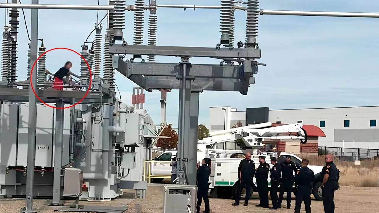 Imagem ilustrativa da notícia: Vídeo: mulher sobe em subestação e deixa cidade sem energia