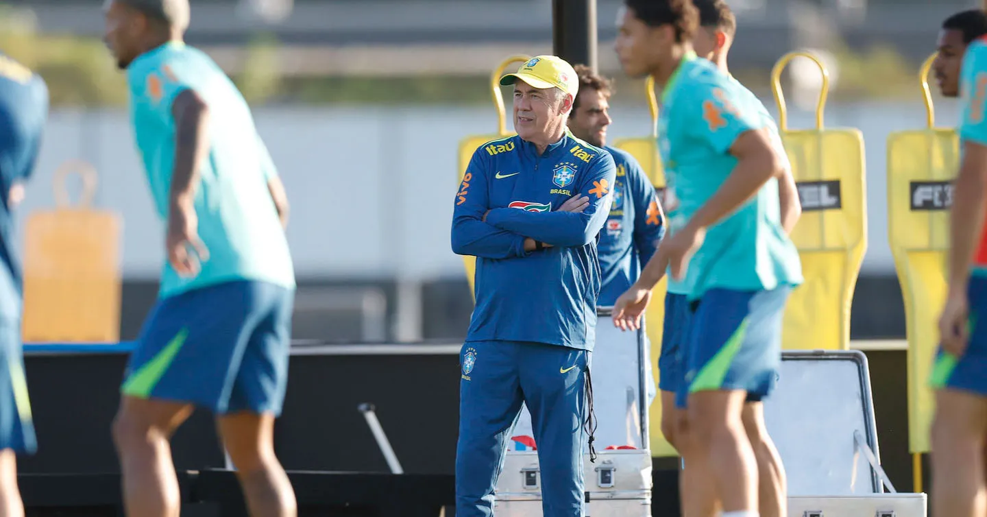 Imagem ilustrativa da notícia: Ancelotti comanda primeiro treino da Seleção Brasileira; assista