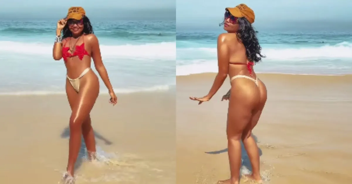 Imagem ilustrativa da notícia: Gaby Amarantos faz dancinha na praia para comemorar novo peso