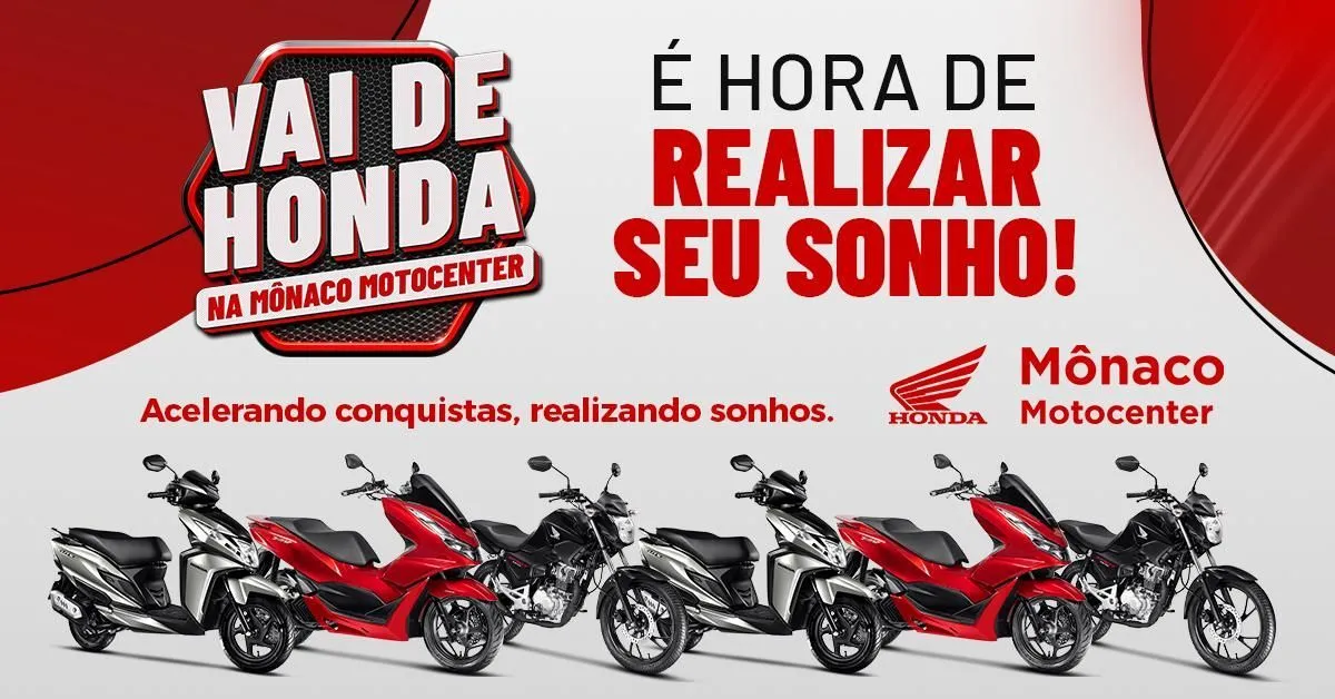 Imagem ilustrativa da notícia: Vai de Honda! Aproveite as ofertas de motocicletas na Mônaco Motocenter
