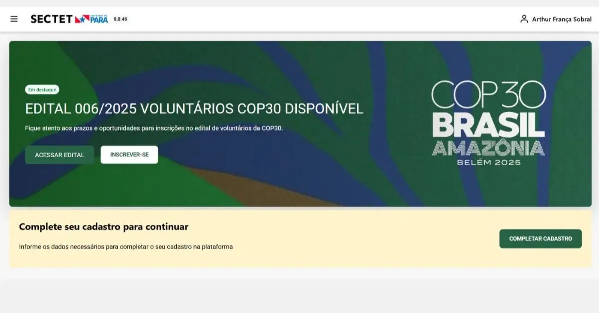Imagem ilustrativa da notícia: COP 30 abre 3,9 mil vagas para voluntários em Belém; confira