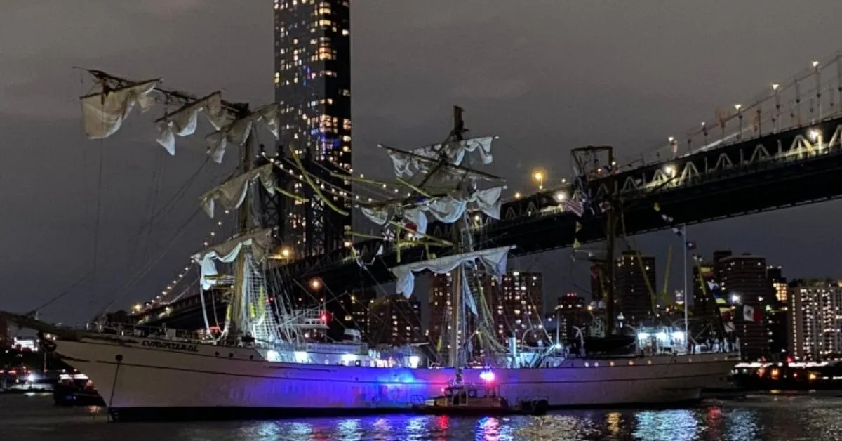 Imagem ilustrativa da notícia: Navio da Marinha mexicana bate em ponte e deixa mortos em NY