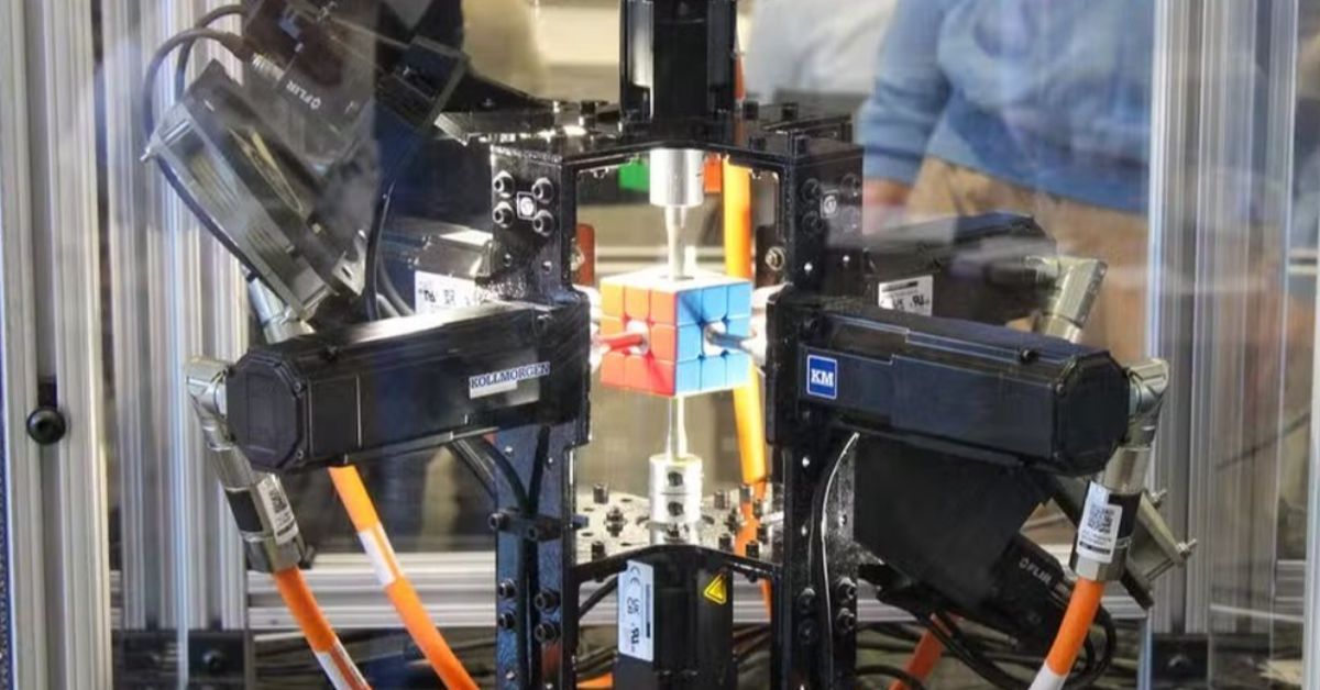 Estudantes da Universidade de Purdue criam robô que monta cubo mágico em 0,1 segundo, superando recorde mundial.