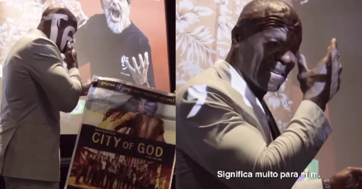 Imagem ilustrativa da notícia: Terry Crews chora ao ganhar pôster autografado de Cidade de Deus