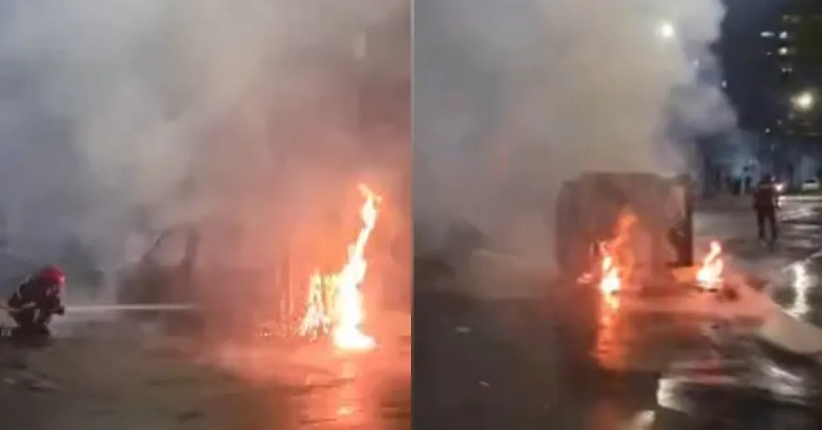 Imagem ilustrativa da notícia: Vídeo: carro pega fogo e fica destruído ao lado do estádio da Curuzu, em Belém