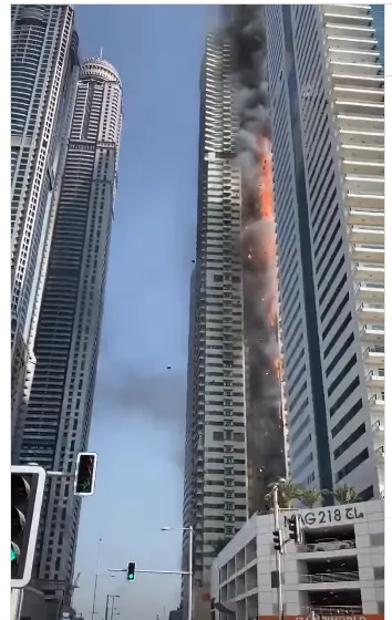 Imagem ilustrativa da notícia: Dubai: incêndio de grandes proporções atinge edifício de 67 andares 