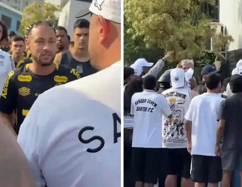 Imagem ilustrativa da notícia: Torcedores do Santos invadem CT Rei Pelé e enquadram Neymar