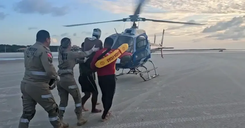 Imagem ilustrativa da notícia: Pescador é resgatado após acidente dentro de barco em praia de Salinas