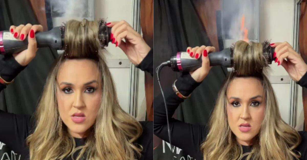 Imagem ilustrativa da notícia: Vídeo: escova modeladora pega fogo em cabelo de cantora, veja
