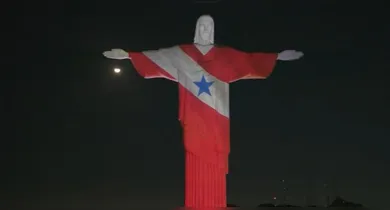 Imagem ilustrativa da notícia: Vídeo: projeções no Cristo Redentor marcam 100 dias para a COP30