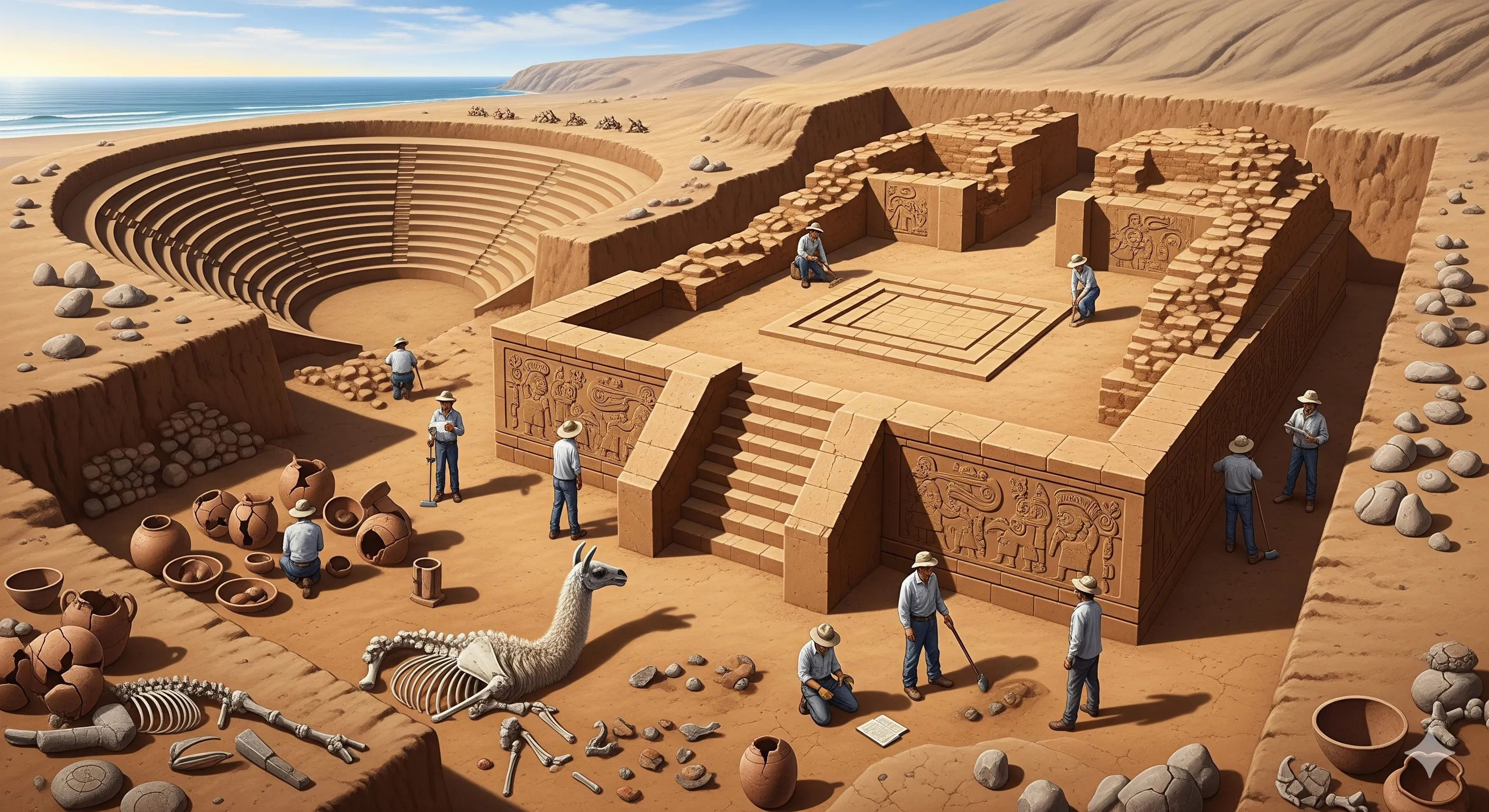 Imagem ilustrativa da notícia: Arqueólogos desenterram templo e teatro de 4 mil anos na América do Sul