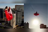 Andreza Pereira desafia a gravidade em Belo Horizonte e leva o carimbó para o alto da cidade, mostrando equilíbrio, coragem e orgulho paraense.