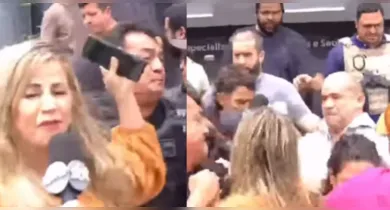 Imagem ilustrativa da notícia: Jornalista fica no meio de pancadaria durante reportagem ao vivo