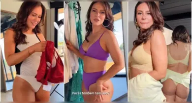 Imagem ilustrativa da notícia: Paolla Oliveira prova lingeries para o Réveillon: 'Vou usar todas'