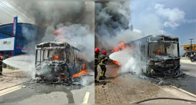 Imagem ilustrativa da notícia: Ônibus é destruído pelo fogo na BR-316 nesta quarta, 26
