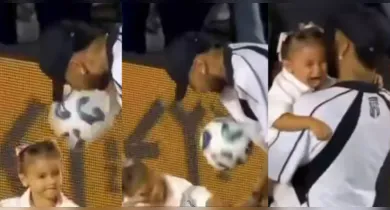 Imagem ilustrativa da notícia: VÍDEO: filha de Neymar leva bolada na cabeça e sai chorando