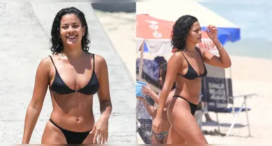Imagem ilustrativa da notícia: De férias, Bella Campos aproveita praia no Rio de Janeiro