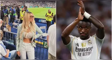 Imagem ilustrativa da notícia: Após expor Vini Jr.; modelo surge em jogo do Real Madrid