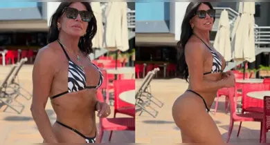 Imagem ilustrativa da notícia: Gretchen curte dia de sol em Belém e encanta com biquíni de fita