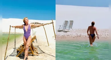 Imagem ilustrativa da notícia: Angélica comemora 52 anos com topless nos Lençóis Maranhenses