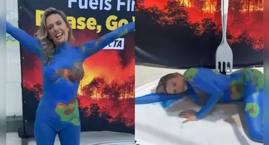 Imagem ilustrativa da notícia: Em Belém, Luísa Mell pinta o corpo em protesto durante Cúpula do Clima