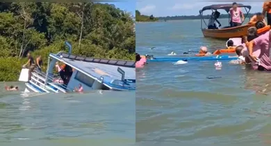 Imagem ilustrativa da notícia: Barco com cerca de 50 pessoas naufraga no Rio Tapajós, em Itaituba