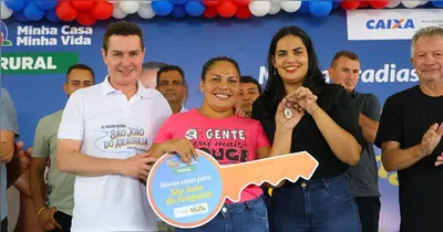 Famílias de São João do Araguaia receberam as chaves de suas novas moradias das mãos do ministro Jader Filho e da prefeita Marcellanne Cristina