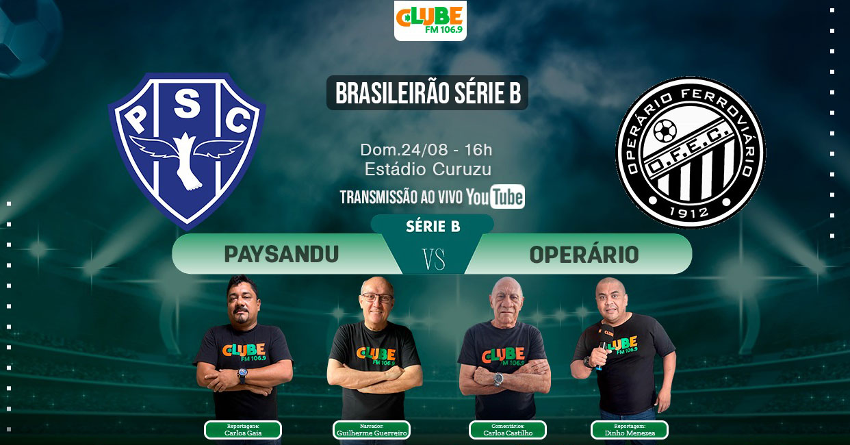 Acompanhe todas as emoções do jogo do Paysandu na Rádio Clube do Pará, FM 104.7, no Tem Jogo do DOL e na Clube.