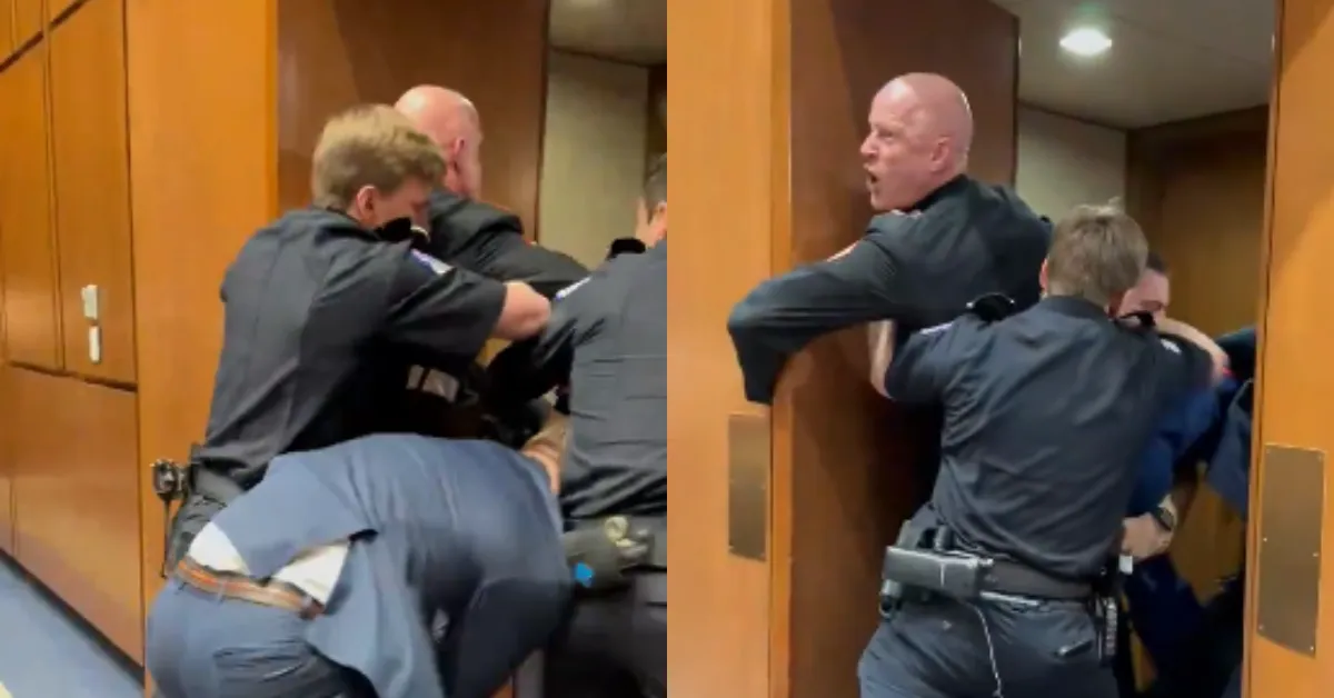 Imagem ilustrativa da notícia: Seguranças quebram braço de manifestante no Senado dos EUA 