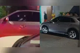Marcas dos disparos na janela do carro das vítimas