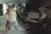 As imagens, captadas por uma câmera de segurança, mostram o instante em que o homem segura a menina contra o peito poucos segundos depois do impacto
