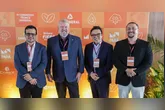 O secretário da Semas, Rodolpho Zaluth; o presidente do Conselho Diretor do Simineral, Anderson Baranov; o jornalista econômico Fernando Nakagawa; e o presidente executivo do Simineral, Emerson Rocha.