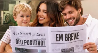 Imagem ilustrativa da notícia: Vídeo: ex-bbbs Paula e Breno anunciam nova gravidez: “Bebê arco-íris”