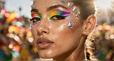 Imagem ilustrativa da notícia: Carnaval 2026 aposta em maquiagem com brilho e efeito 3D